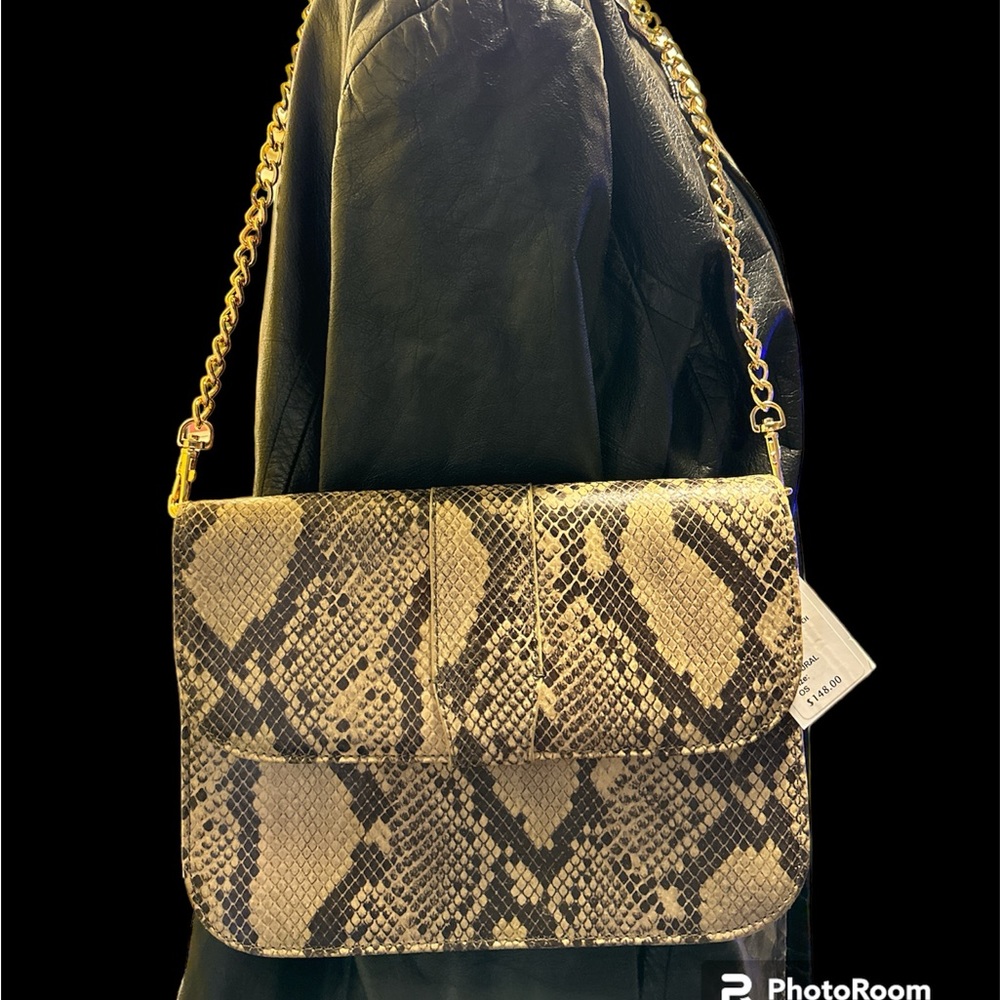 Brand new with tags C Wonder snakeskin clutch, genuine leather